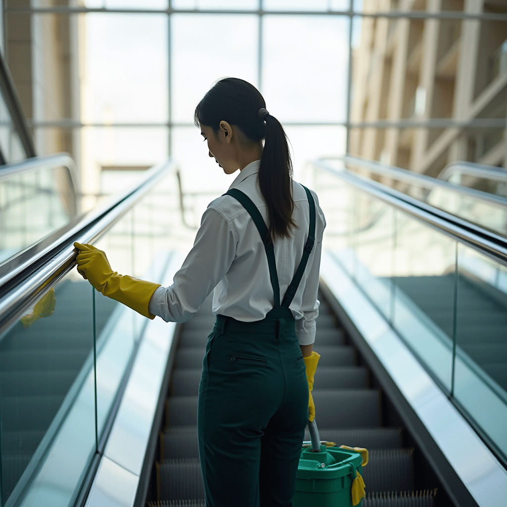 limpieza de escaleras mecánicas
